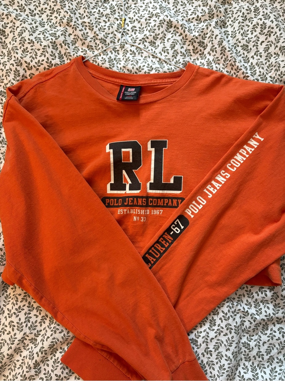 Ralph Lauren Orange RL Logo Crop Sweatshirt